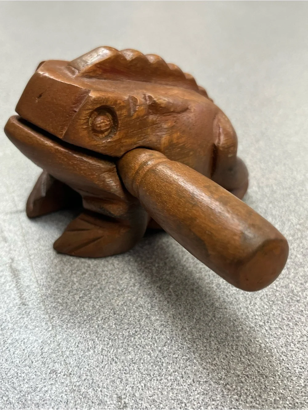 Hand Carved Wooden Frog Guiro Percussion Instrument Thailand w/ Striker